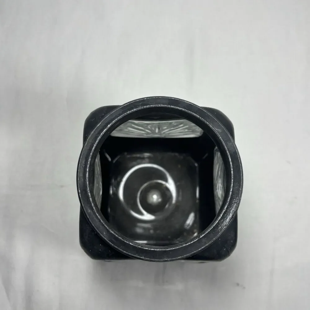 Black Glass Light Cover Shade Embossed Flower Clear Panel Vintage